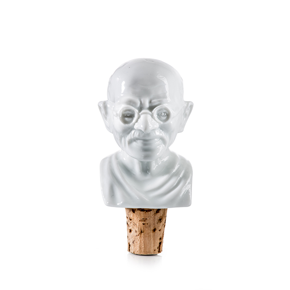 Wijnstop - Drink with Gandhi - 8.5x4cm Donkey - Porselein/Kurk - handgemaakt