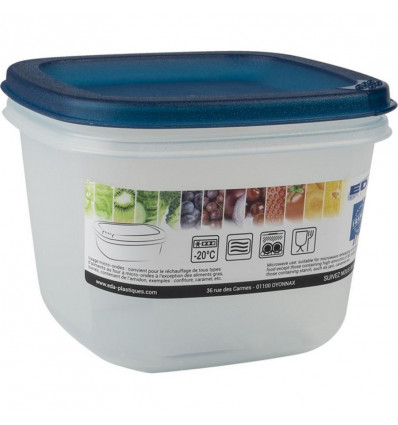 Bewaardoos Transparant/Blauw 2.5l - 17x17x15 cm