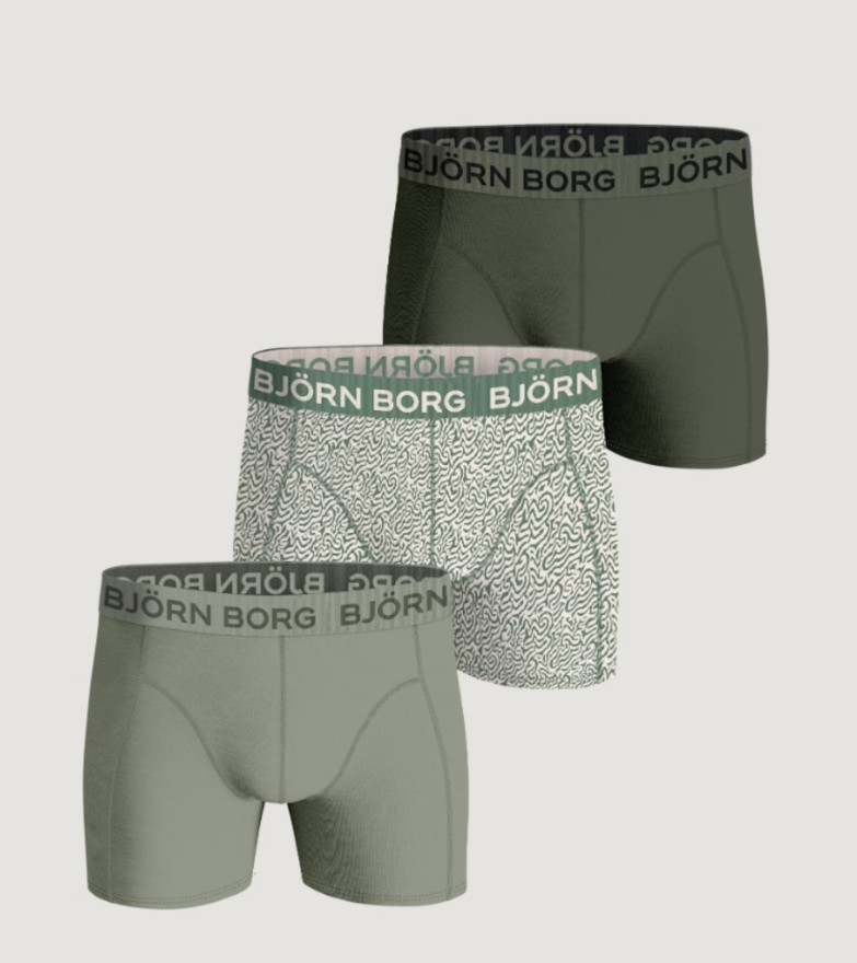 Bjorn Borg Boxershort Heren Katoen Stretch 3 stuks Multipack 3 Groen - maat L