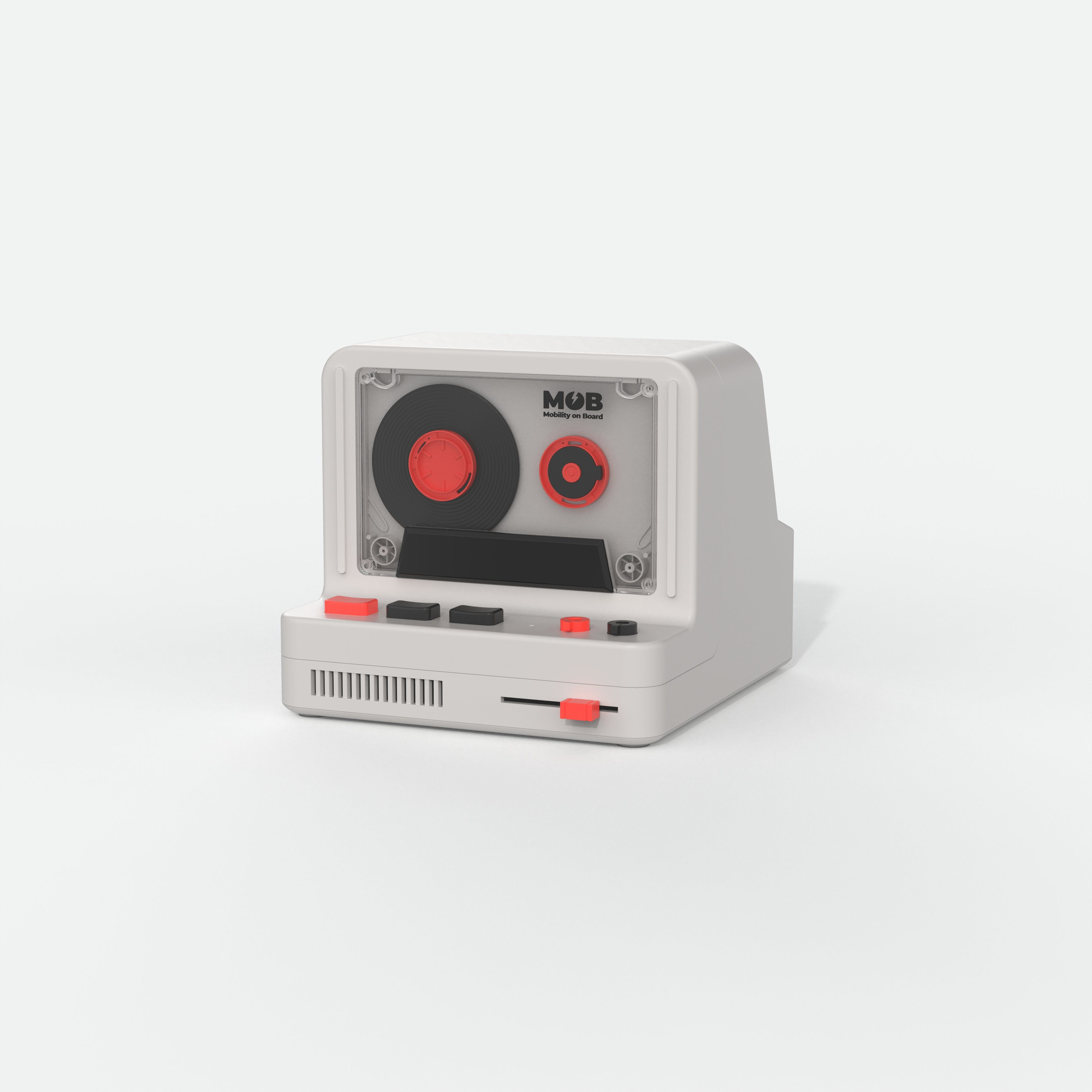 MOB Retro Bandrecorder Wekker Grijs met Luidspreker
