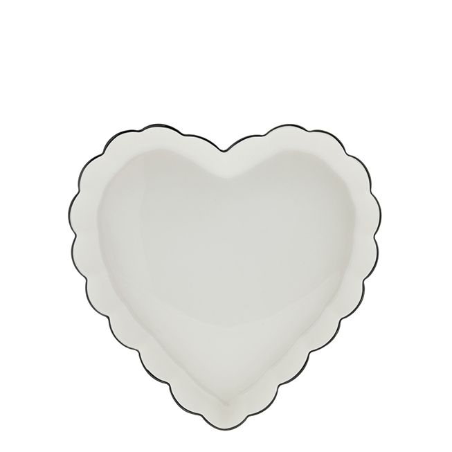 Bastion Collections Tray Heart Ruffle 22x3.5 cm - Keramiek - Edge Black