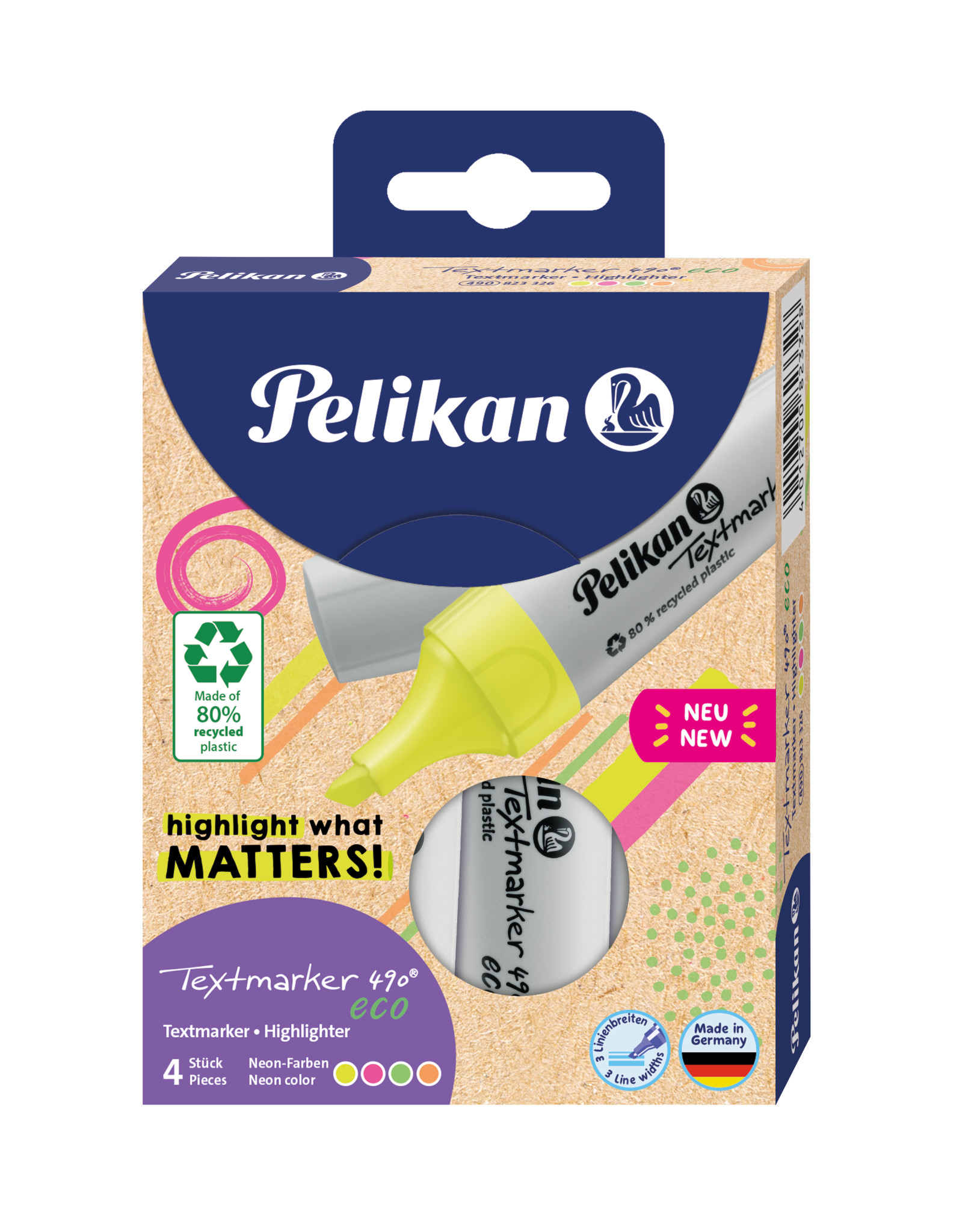 Pelikan Tekstmarker 490 Eco 4 stuks assorti