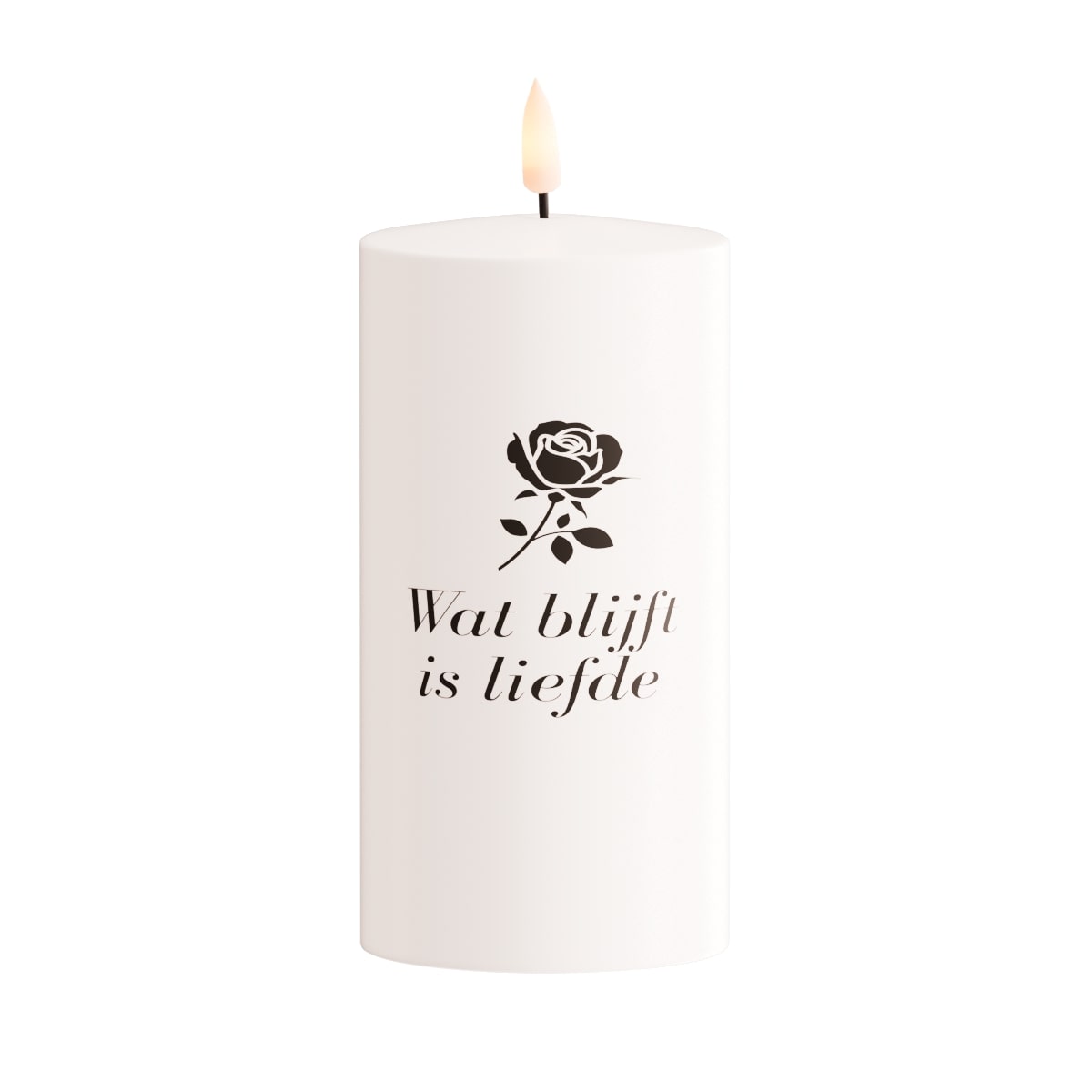 LED Grafkaars Delight Rose - Wat Blijft Is Liefde - 7.5x15 cm - Wit - op Batterijen (excl.)