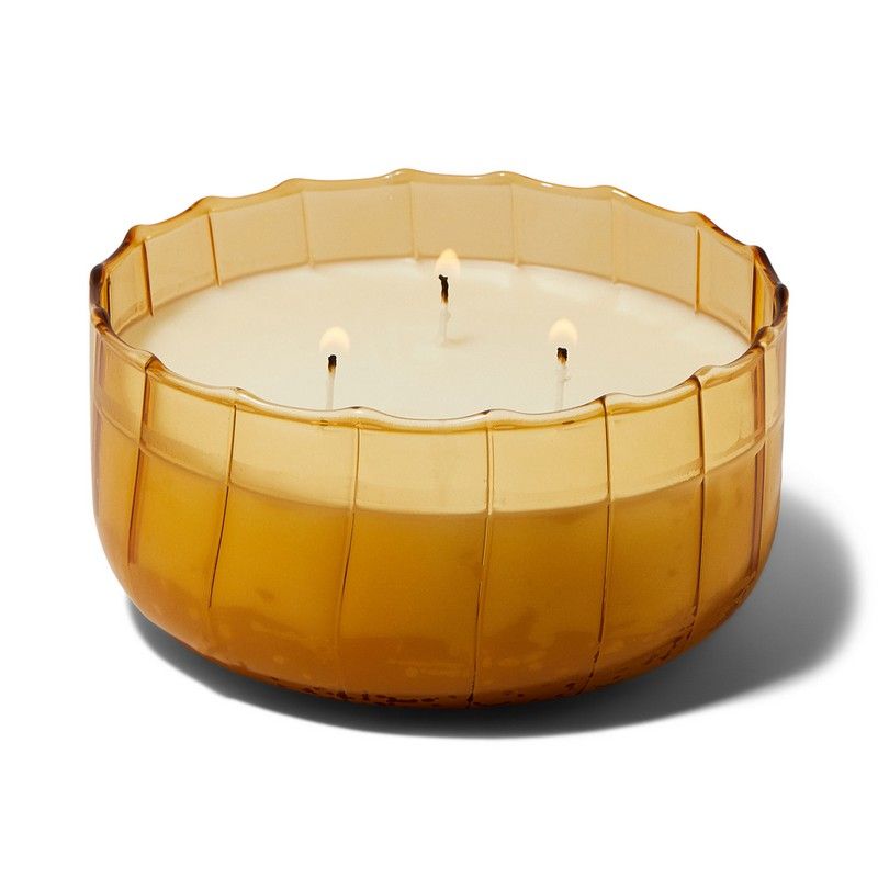 Paddywax Geurkaars Golden Ember 340g - Ripple Glass - 12x5.5 cm