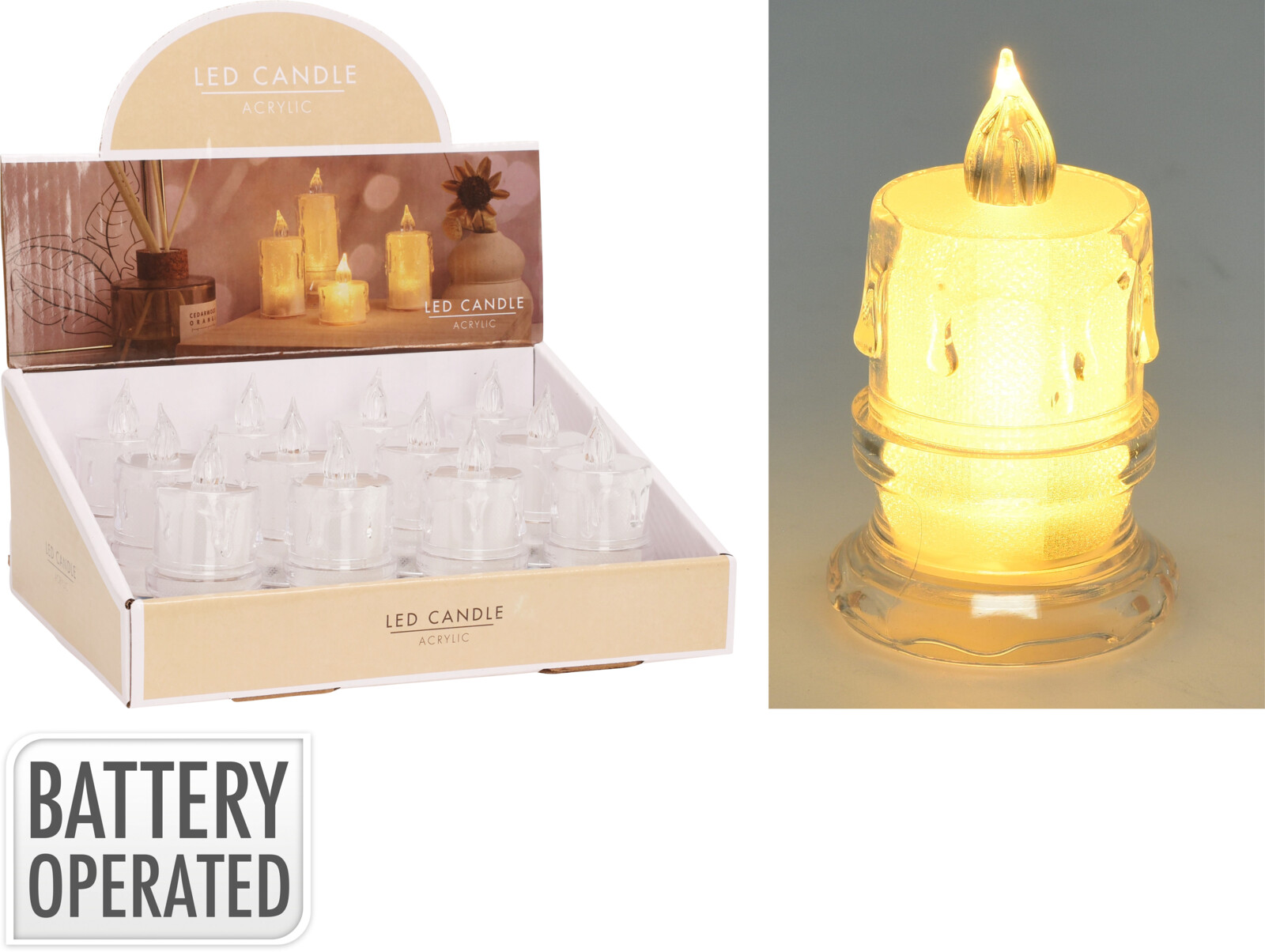 Kaars LED 4.7x8 cm - Warm Wit - op Batterijen (incl.)