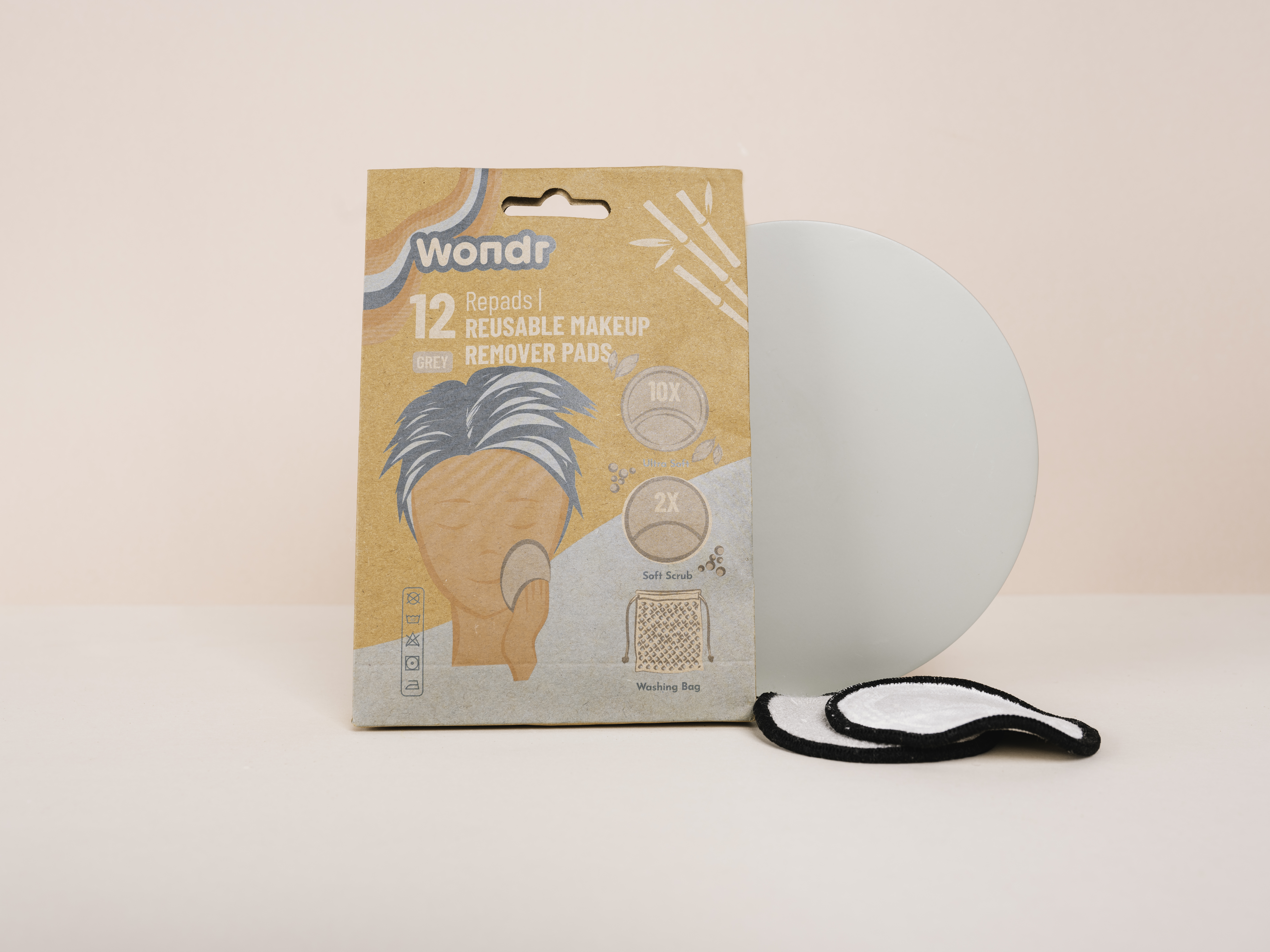 WONDR Reusable Make-up Remover Pads Grey