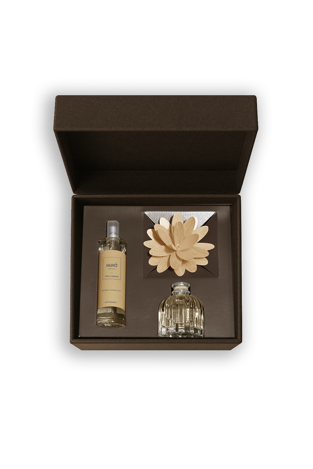 Muhà Set Geurdiffuser Flower Beige 60ml & Huisparfum 100ml - Vanilla & Pure Amber
