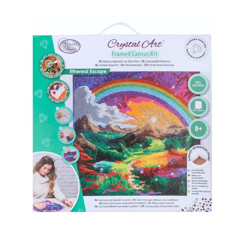 Crystal Art Framed Canvas Kit 30 x 30 cm - Ethereal Escape, full crystal