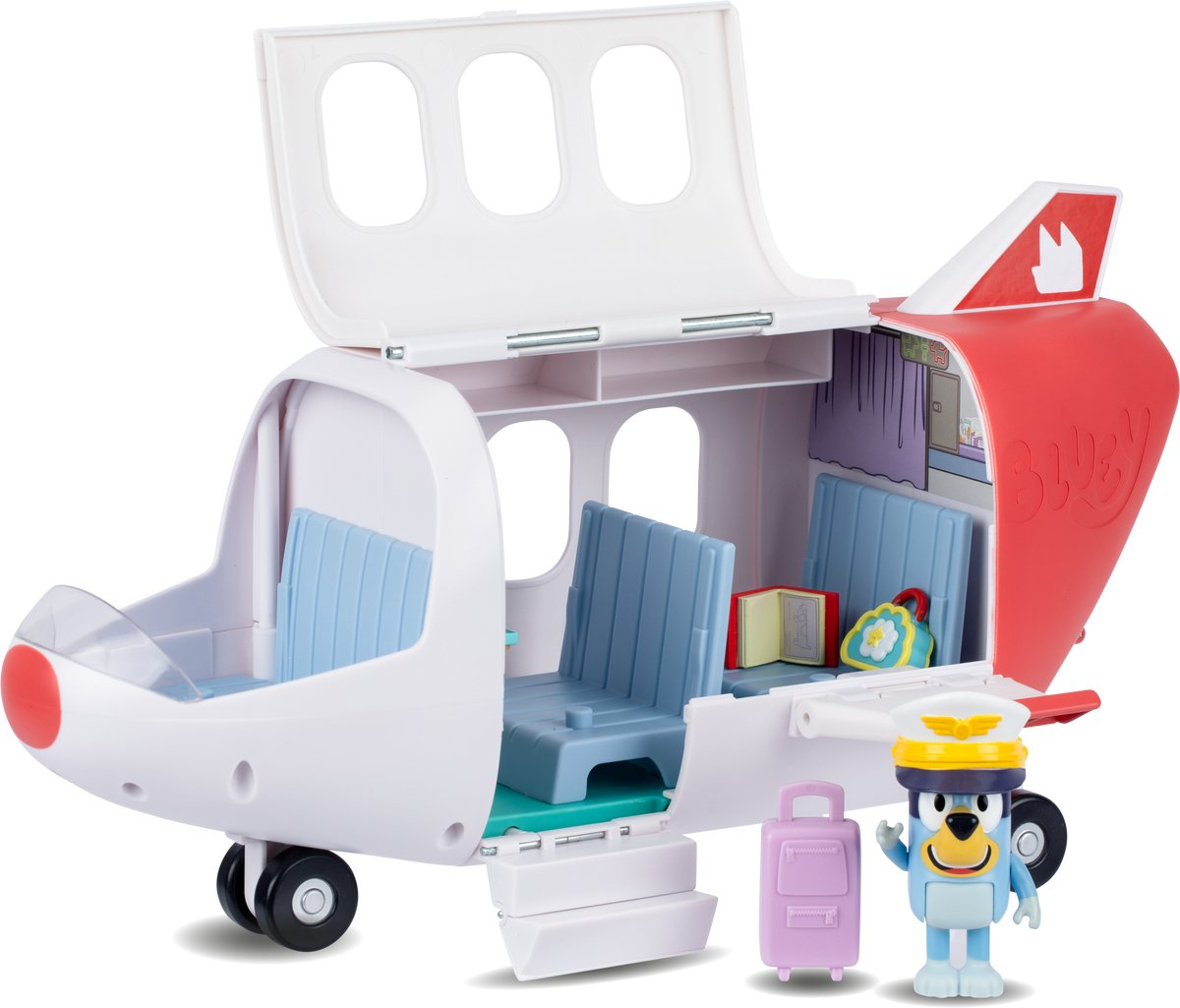Bluey Private Jet Speelset, openvouwbaar vliegtuig