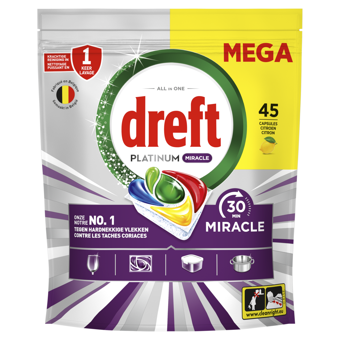 Dreft Vaatwastabletten Miracle Lemon 45 stuks