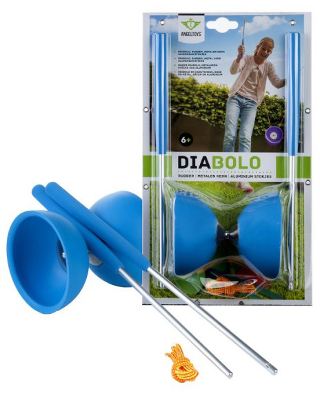 Diabolo Rubber met Metalen Stokjes 32,5 cm Blauw