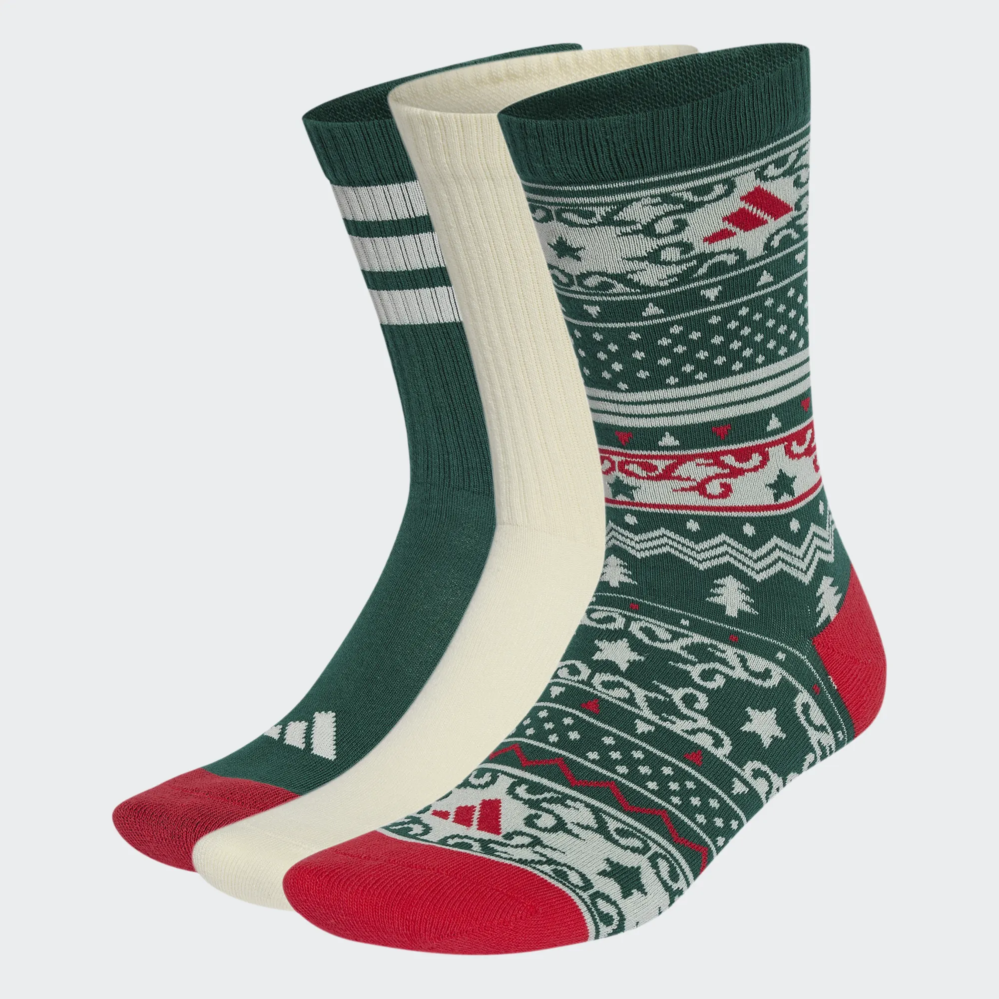 Adidas Sokken Adults X-mas 3 paar Green Ivory Red - x-large