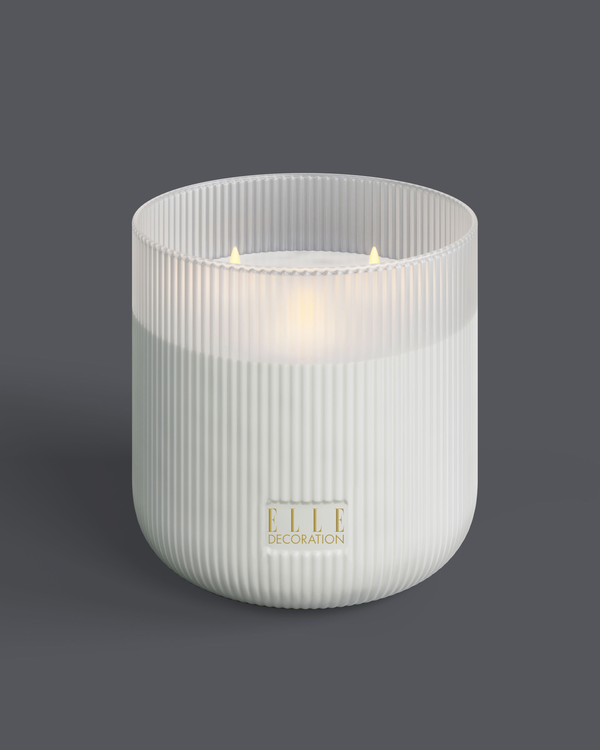 ELLE Decoration LED Kaars Belleville White Frost 16x16 cm - Glas - 3 Vlammen - op Batterijen (excl.)