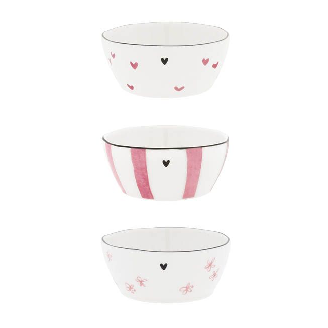 Bastion Collections Bowl Rose Print 9.5x4 cm - Keramiek - Kom/Schaaltje - assorti - prijs per stuk