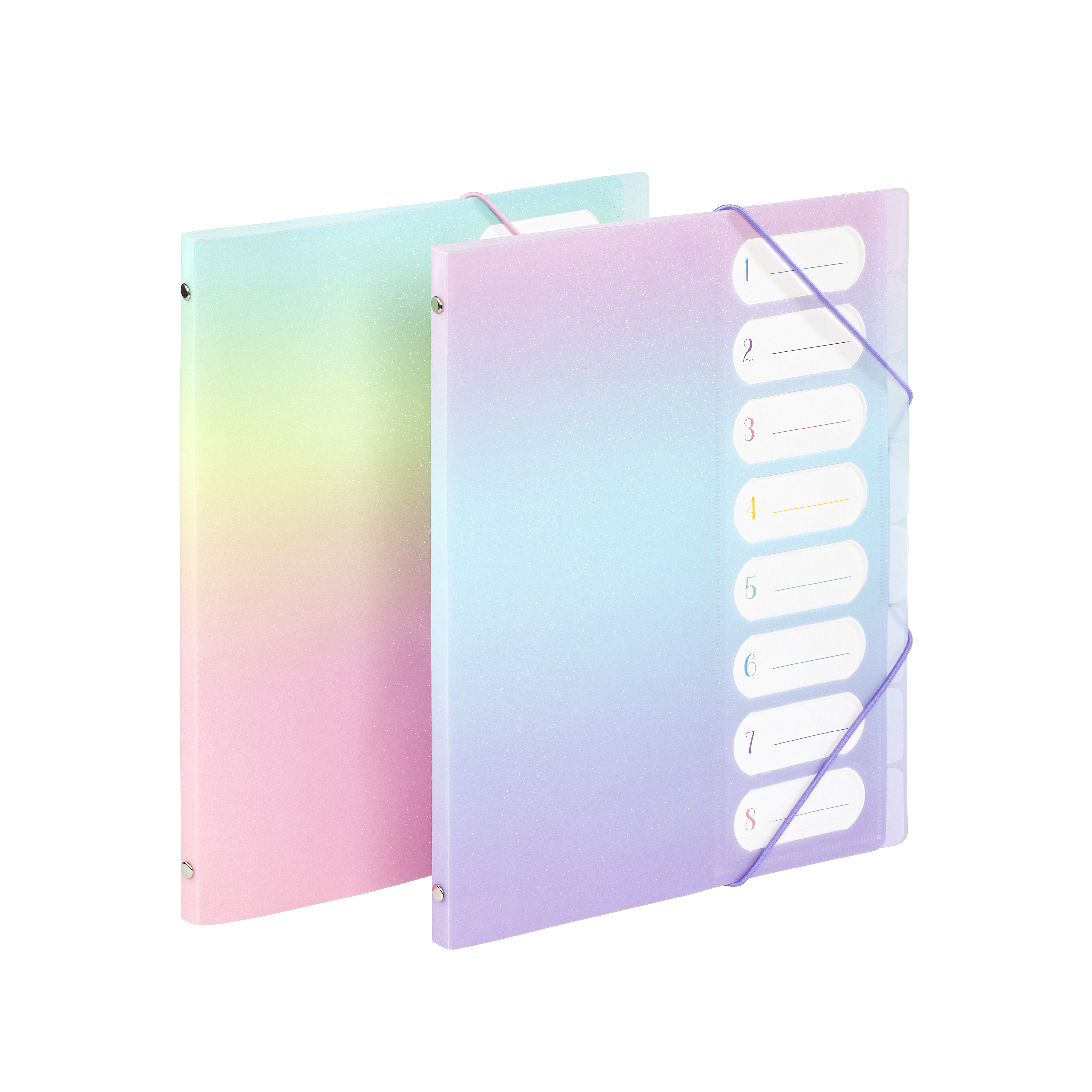 Viquel Elastomap A4 Glittery PP 8 Compartimenten assorti - prijs per stuk