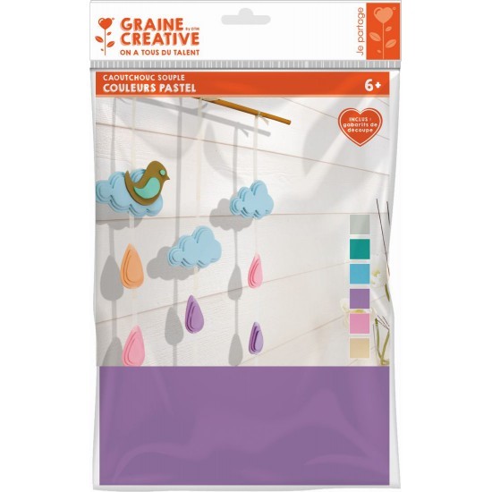 Rubber Vel pastel Kleuren 6 stuks