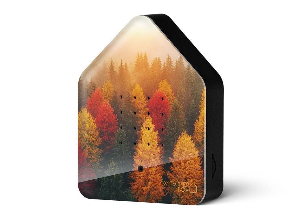 Relaxound Zwitscherbox Golden Leaves - Box met Vogelgezang 120 sec. - 11x3.5x14.5 cm - met Bewegingssensor - op Batterijen (incl.)