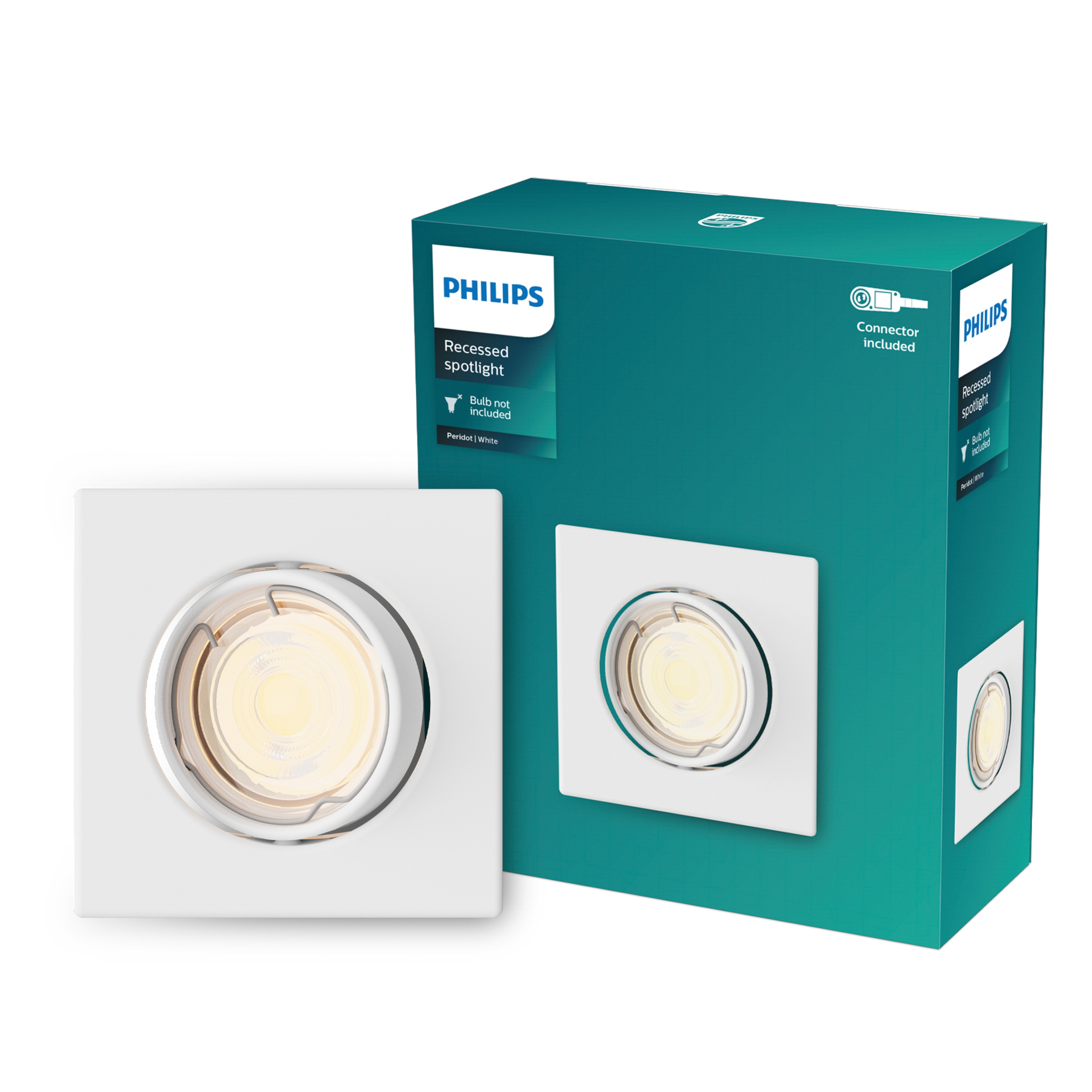Philips Inbouwspot Peridot Vierkant Richtbaar GU10 Wit