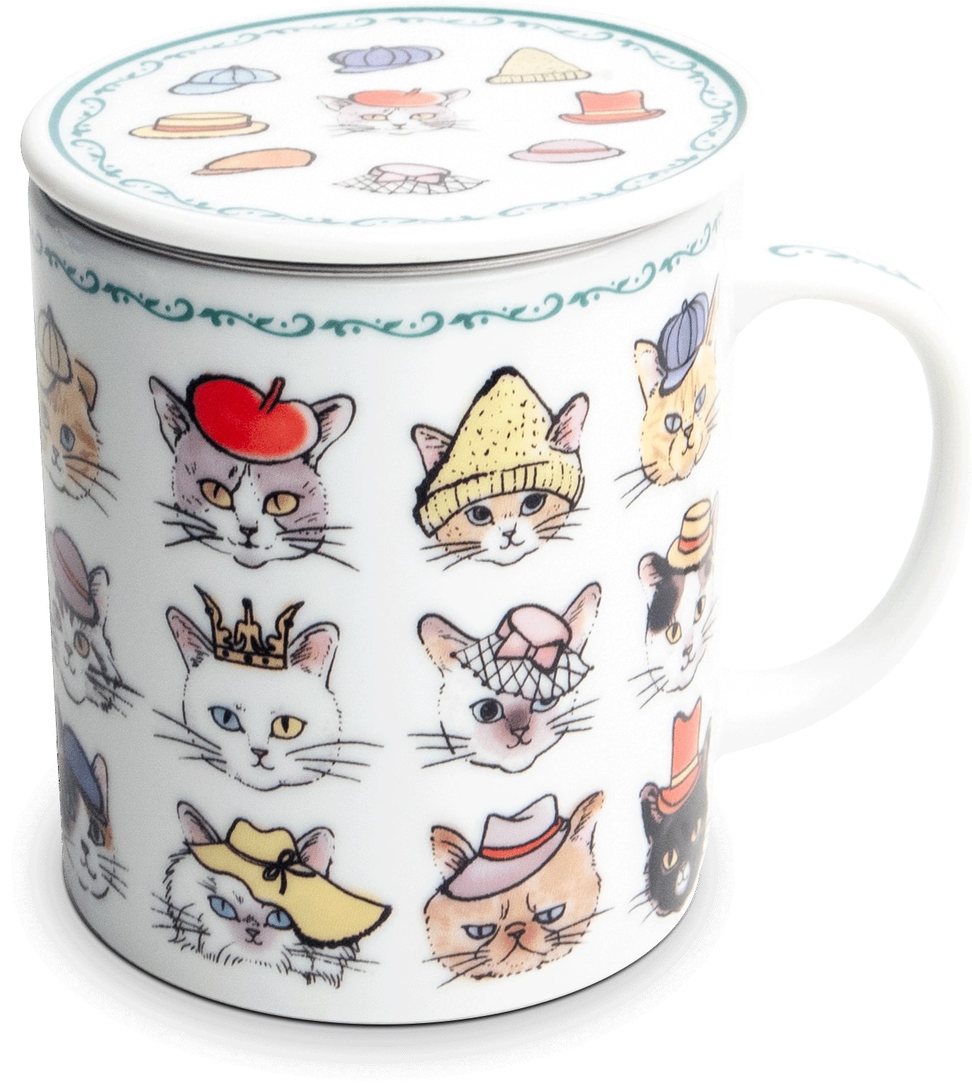 Edo Japan Theemok Cat 350ml - met Inox Filter - 8x9 cm