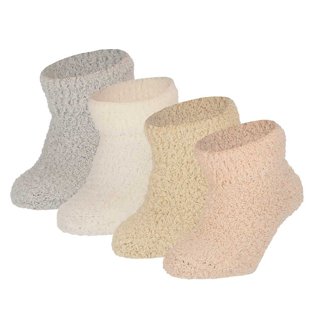 Apollo Sokken Baby Meisjes Softy 4 paar Grijs/Wit/Beige/Rose - 56/68