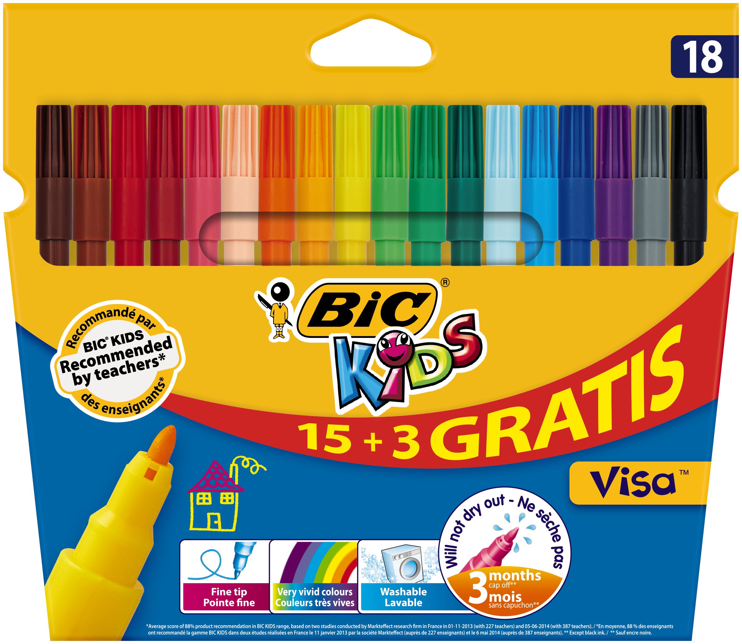 Bic Kids Visa Kleurstiften 15+3 gratis Wallet
