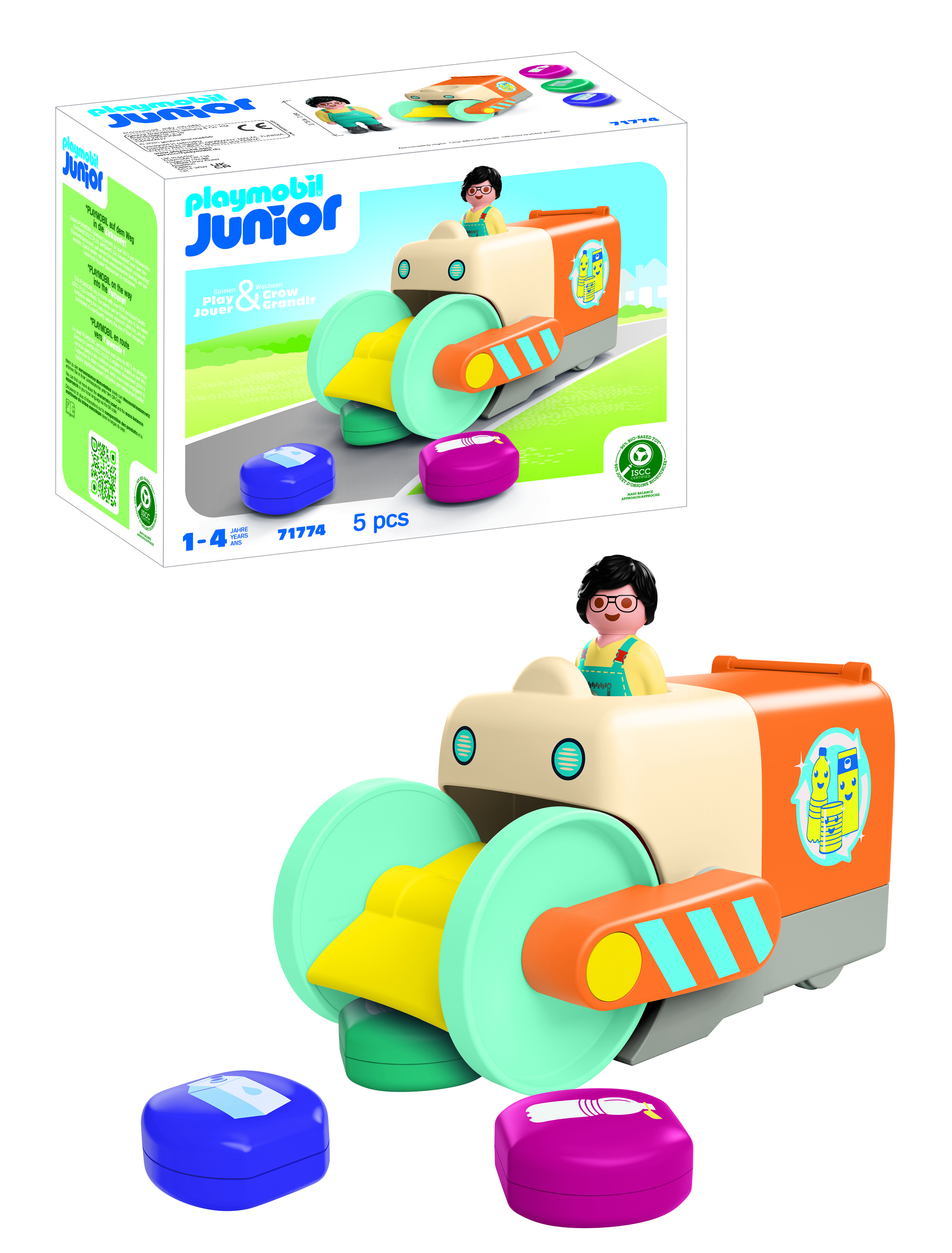 Playmobil PLAYMOBIL Junior 71774 JUNIOR: Duw- en grijpvuilniswagen