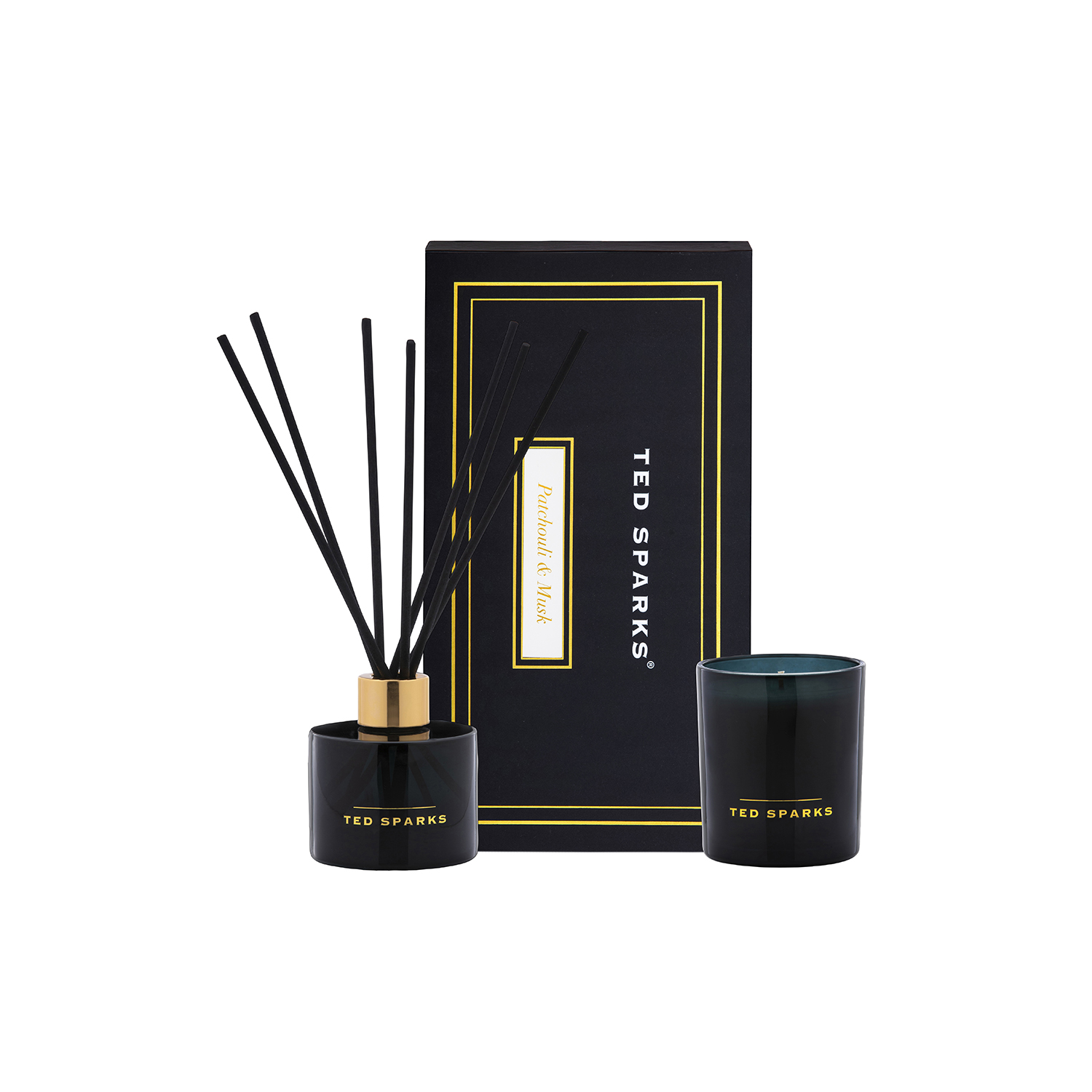 Ted Sparks Kaars & Geurdiffuser Gift Set Patchouli & Musk