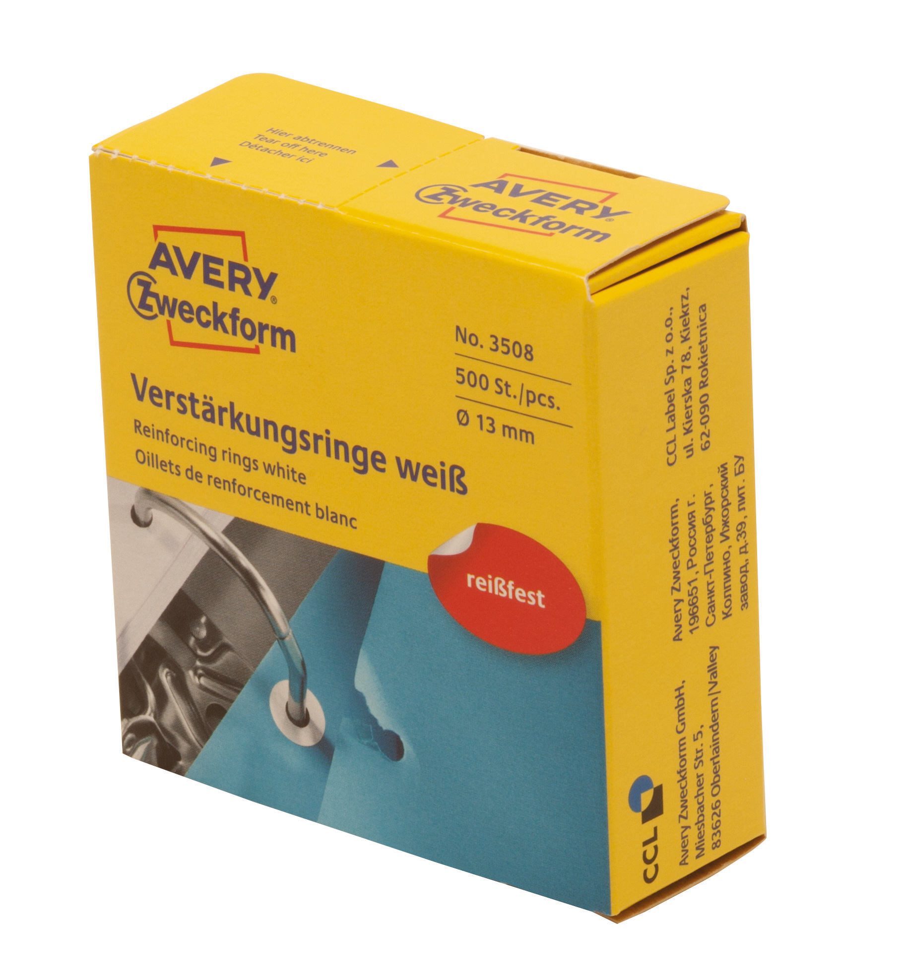 Avery Zweckform Versterkingsringen 13 mm 500 stuks - Wit