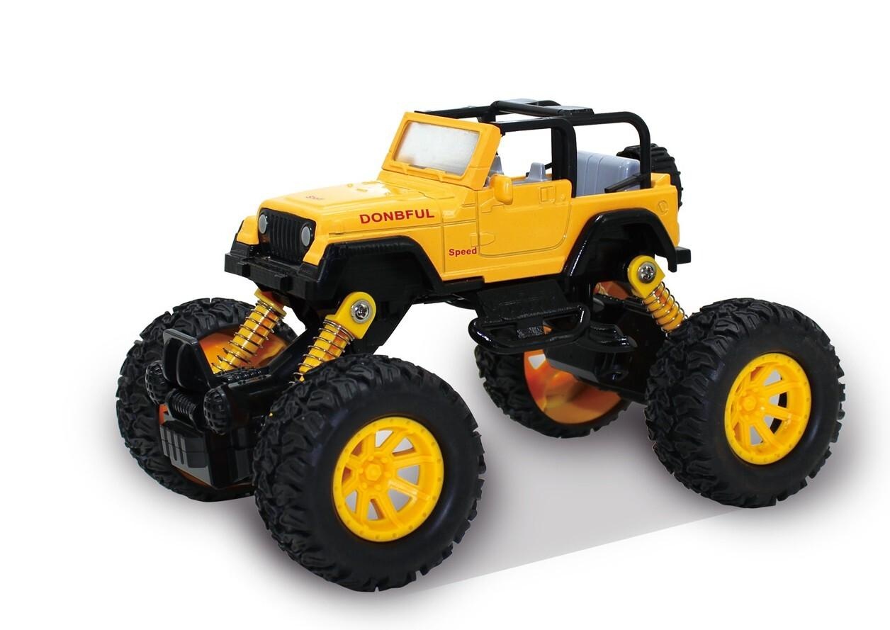 4 Wheel Drive Stunt Truck, Pull Back, Metaal Geel