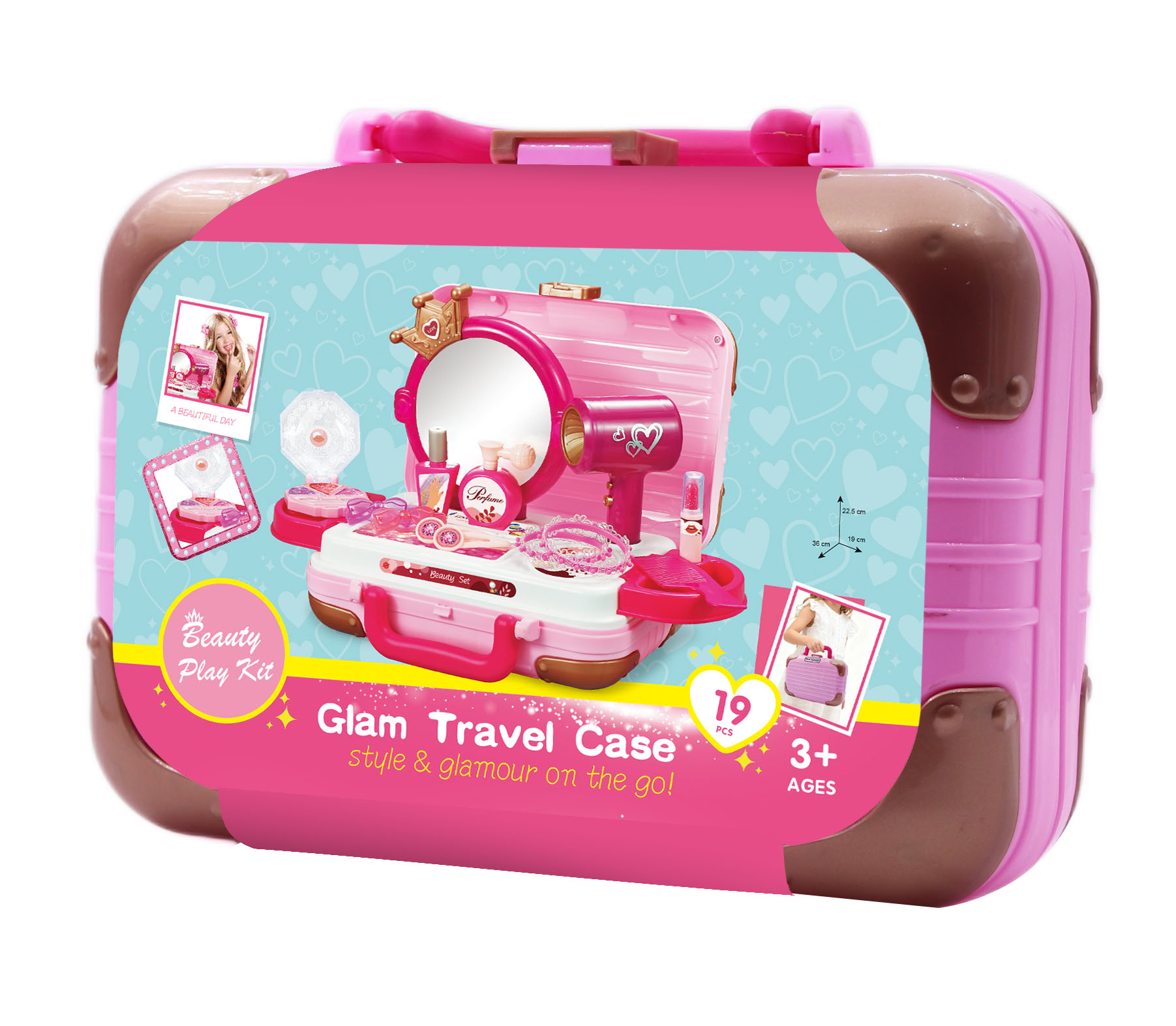Glam Travel Case, Beauty, Draagbaar Schoonheidssalon 19 delig