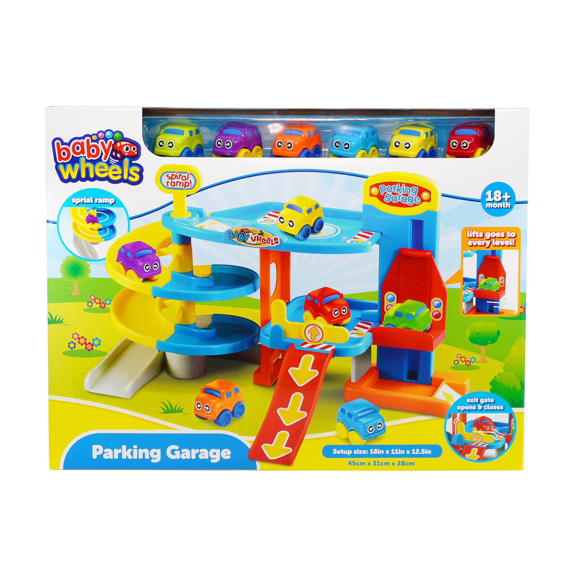 Baby Wheels Parking Garage met 6 auto's zachte voertuigen