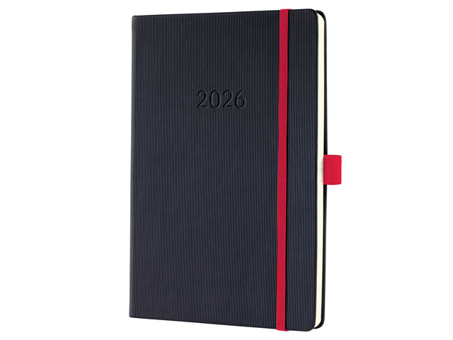 Sigel Agenda 2026 Conceptum A5 1week/2pag Black-Red Elastiek
