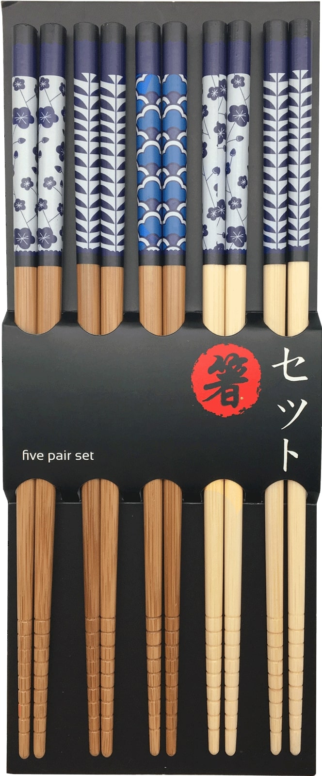 Edo Japan Chopsticks Blue Patterns set 5 paar 22.5cm