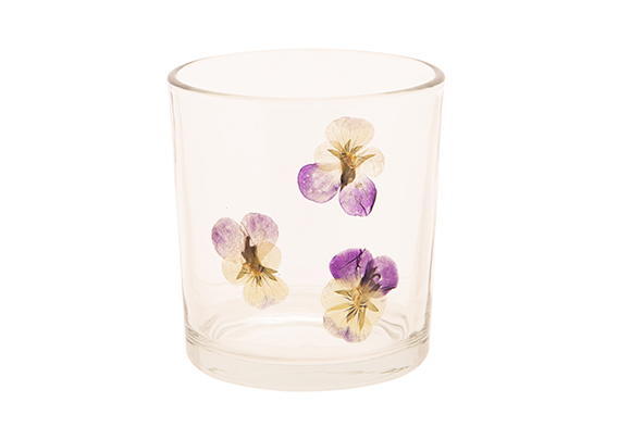 Cosy@Home Theelichthouder Bloemen 7x7x8 cm - Glas