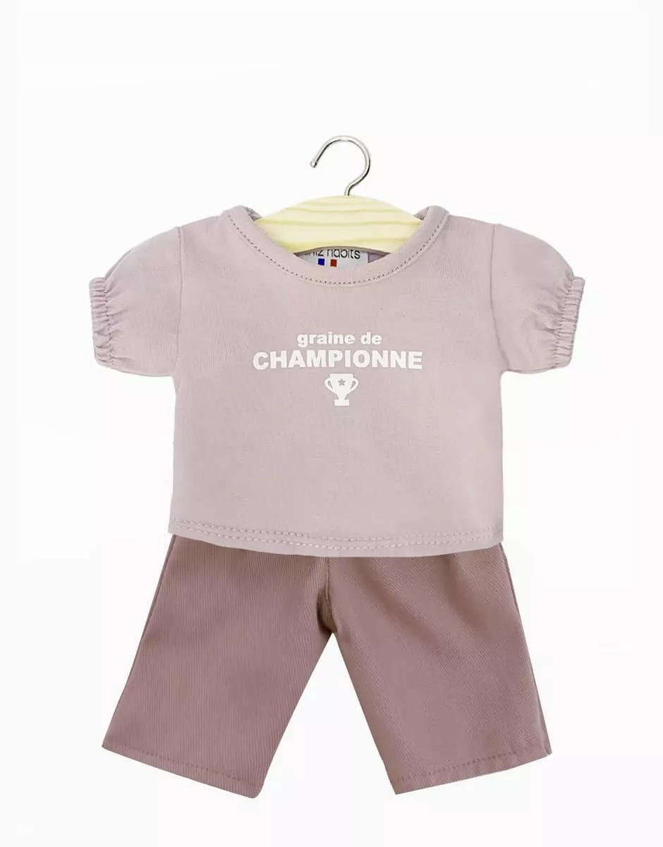 Minikane x Delage Ensemble T-shirt "Graine De Championne" & Jeans Rose Orchidee