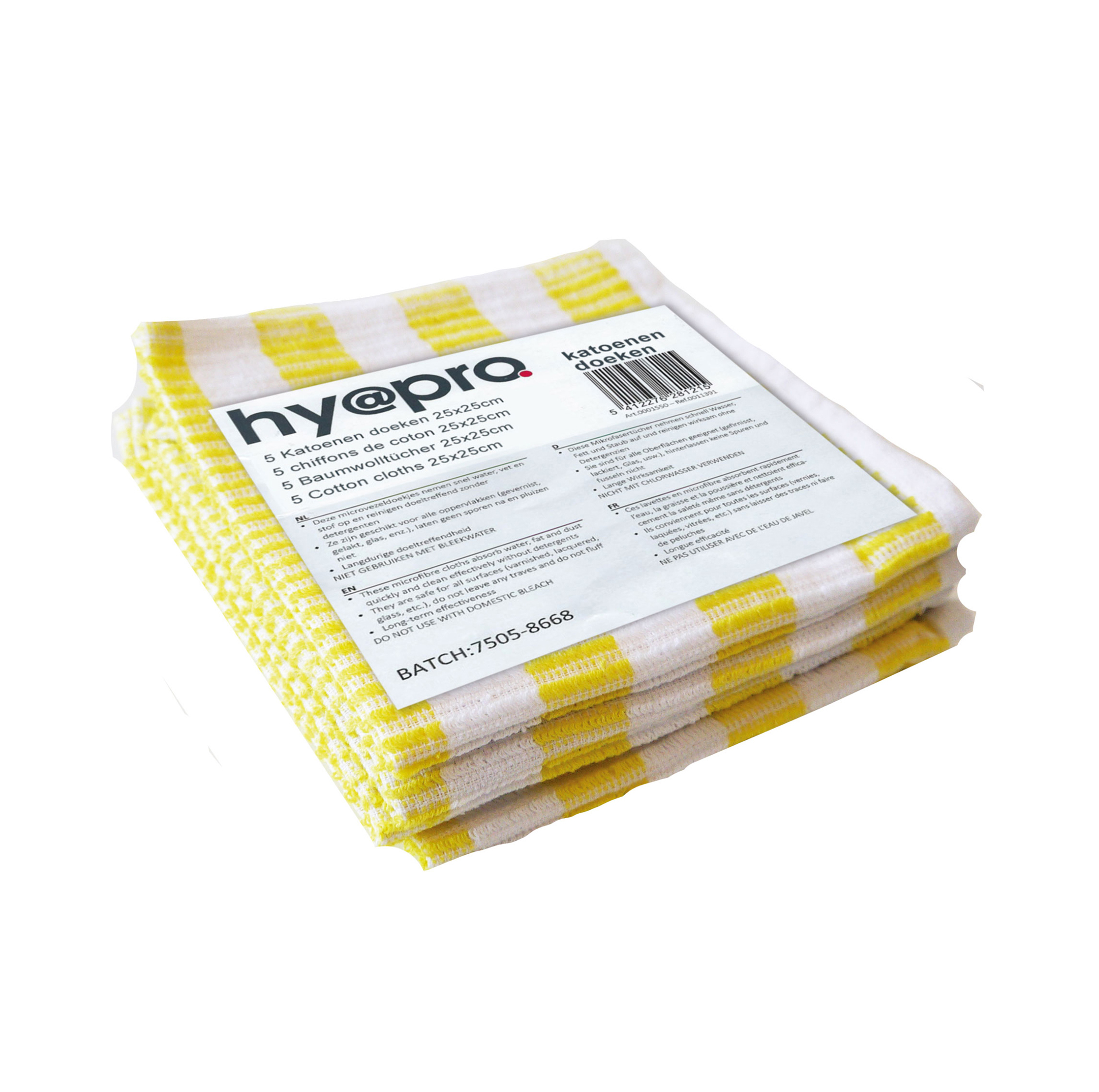 Hy@Pro Vaatdoek Wit/Geel 35x35 cm - prijs per stuk