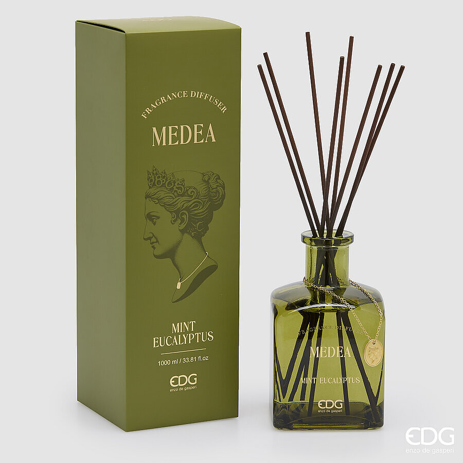 EDG Geurdiffuser Medea 1000ml Mint Eucalyptus - Glas - 10x10x17 cm