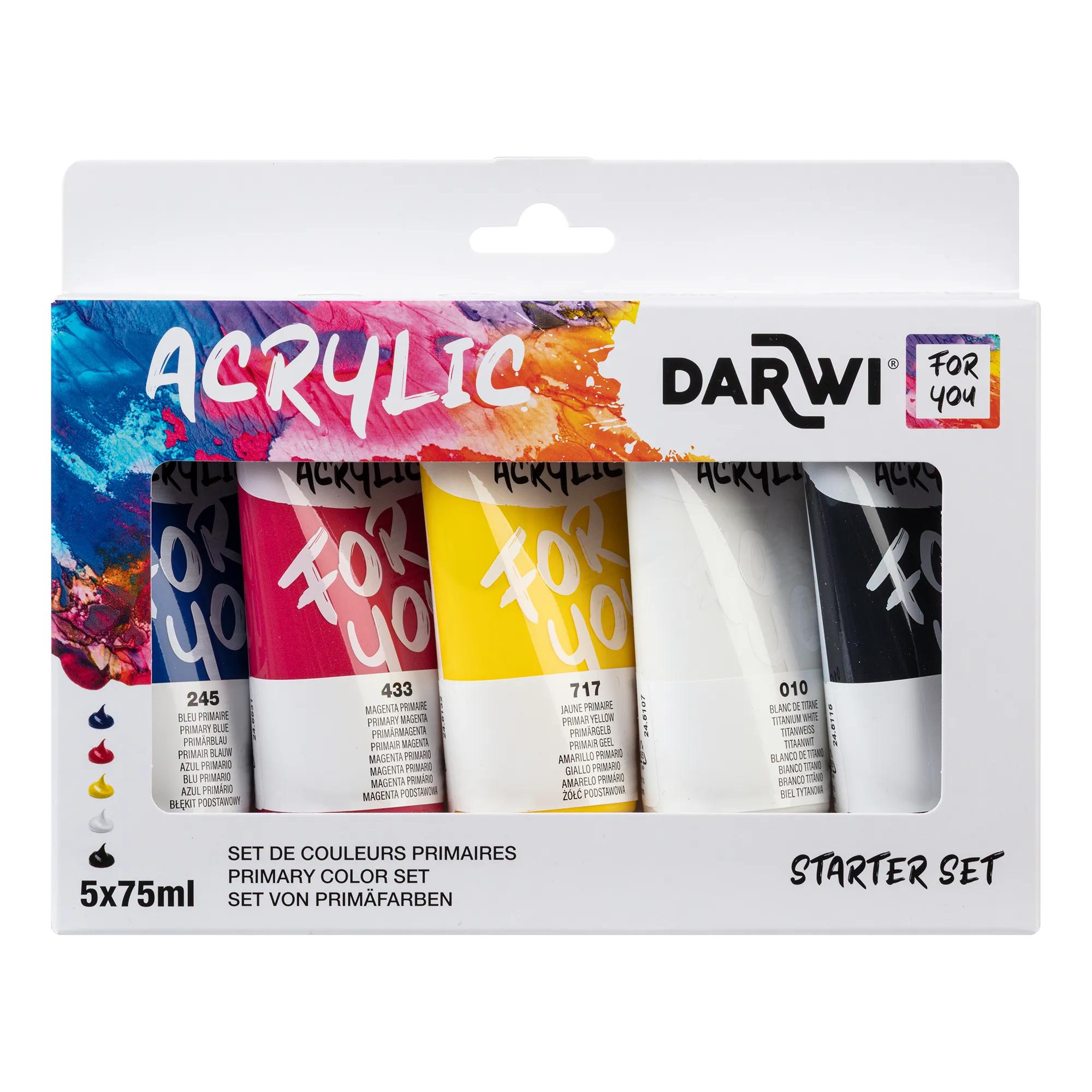 Darwi Acrylverf Starterset Primaire Kleuren 5x75 ml