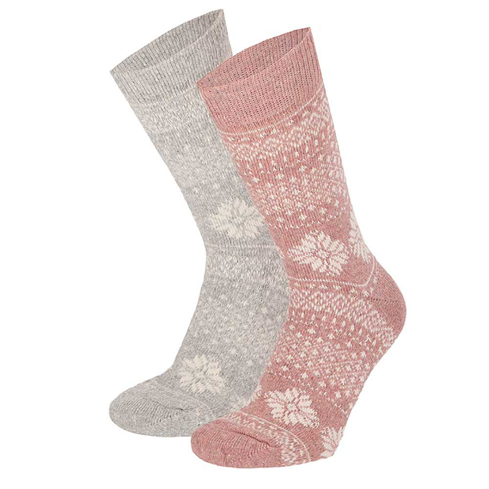 Apollo Sokken Dames Wol 2 paar Roze/Wit - maat 39/42