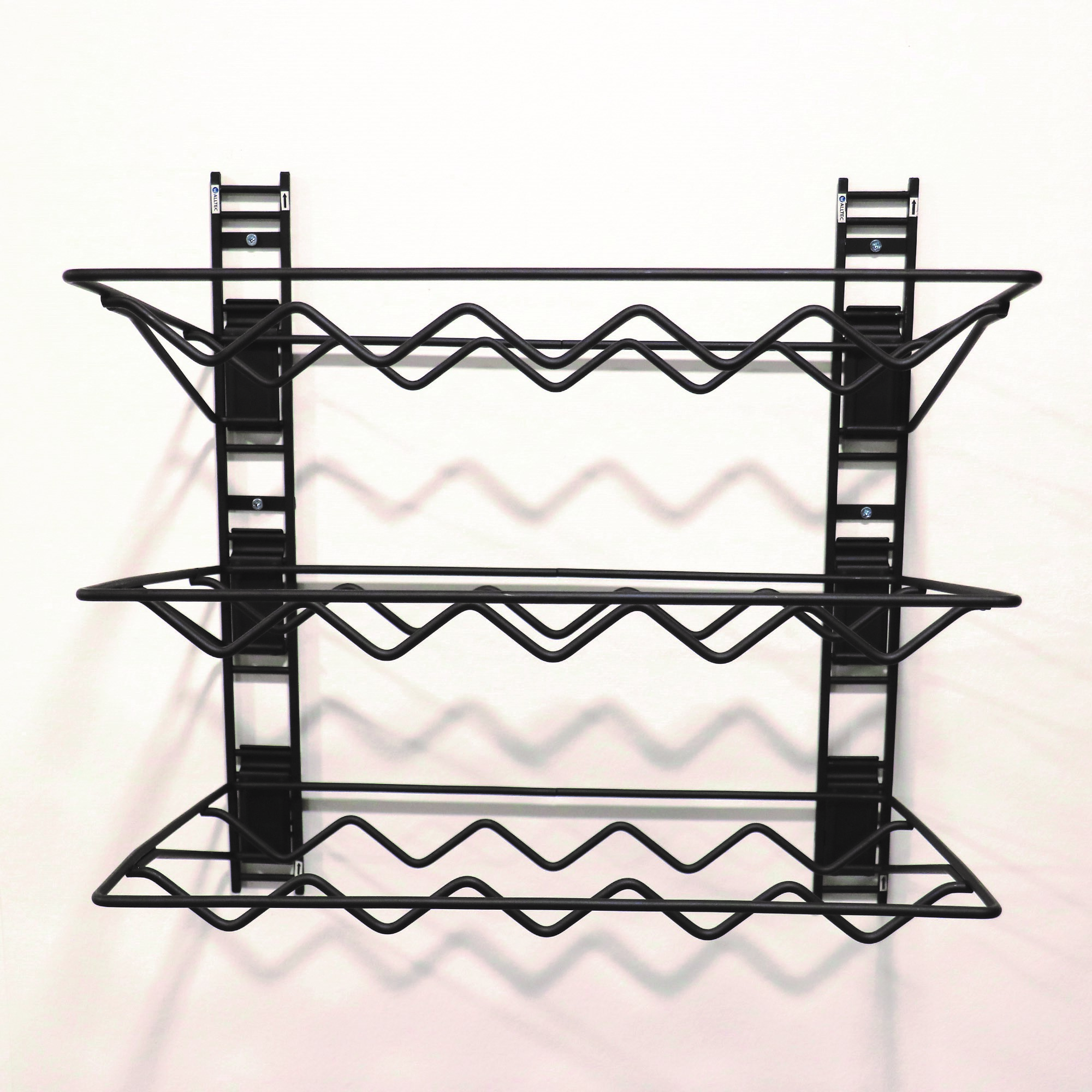 Flessenrek voor 12 Flessen - Mat Zwart Walltech Garage -  50x46.50 cm