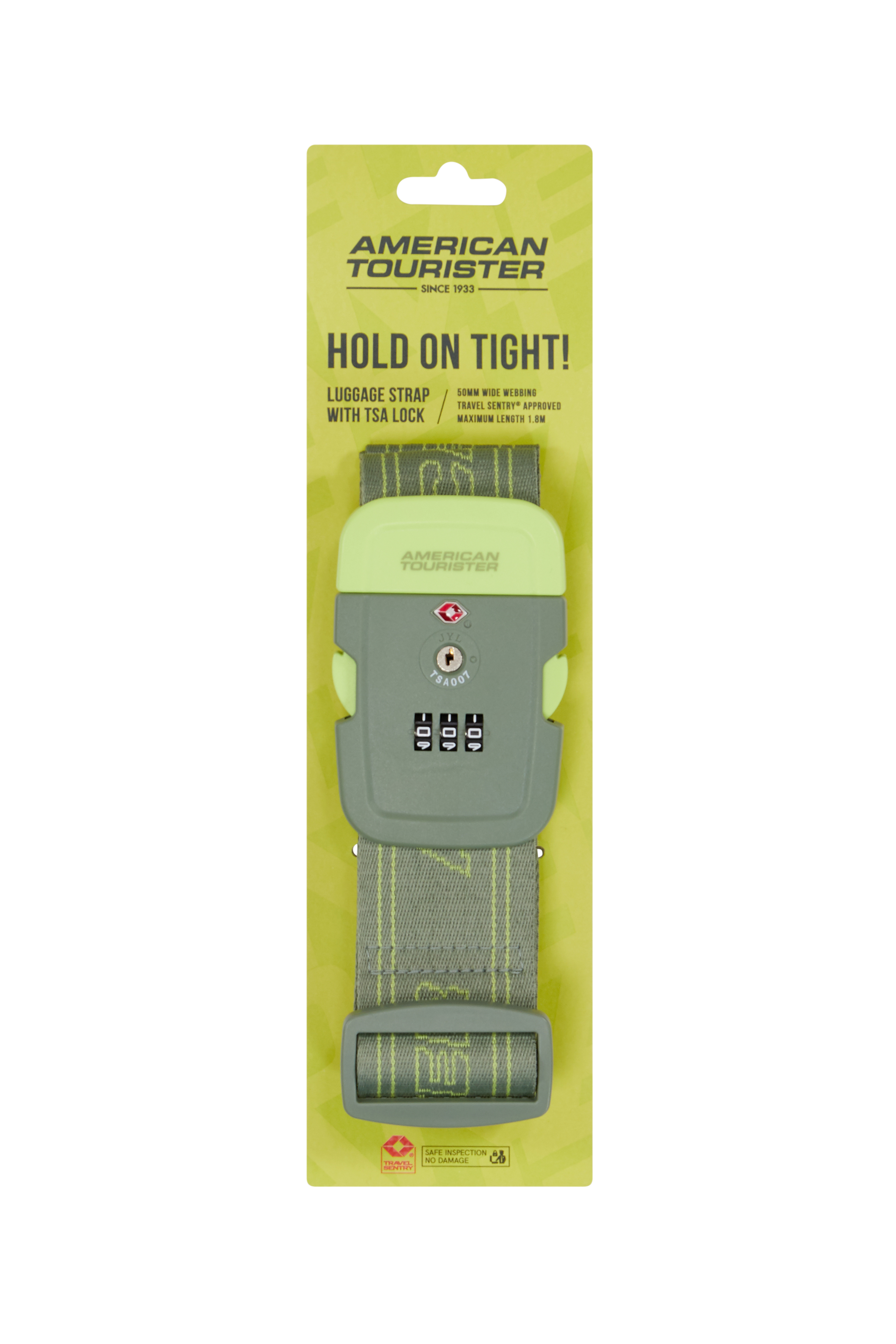 American Tourister Bagageriem TSA Olive-Lime 191x7 cm