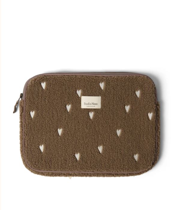 Studio Noos Laptop Sleeve Teddy Hearts Bruin 15"