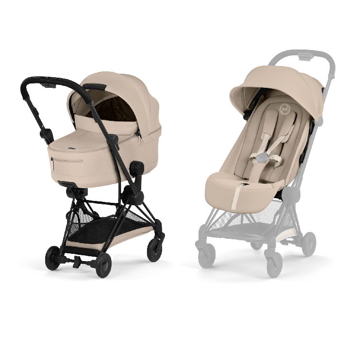 Cybex Kinderwagen COŸA Comfort Matt Black-Reiswieg Plooibaar Cozy Beige