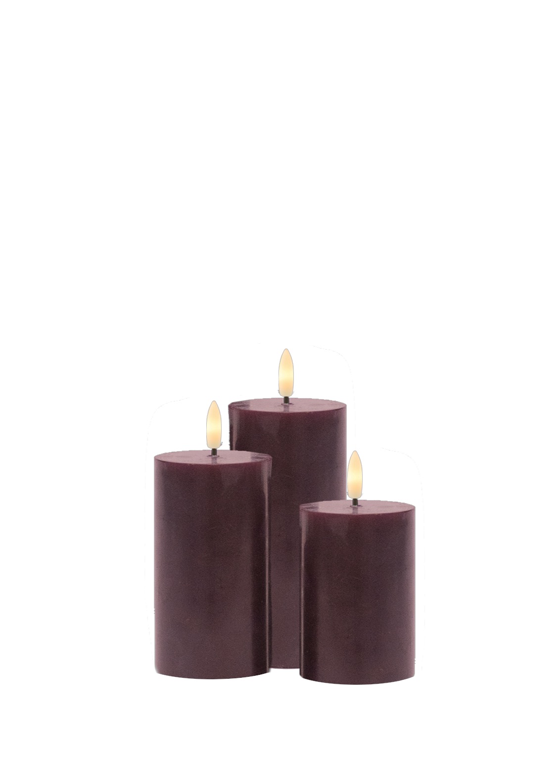 Sirius Kaars Sille Bordeaux set 3 stuks - Herlaadbaar - 7.5x10/12.5/15 cm