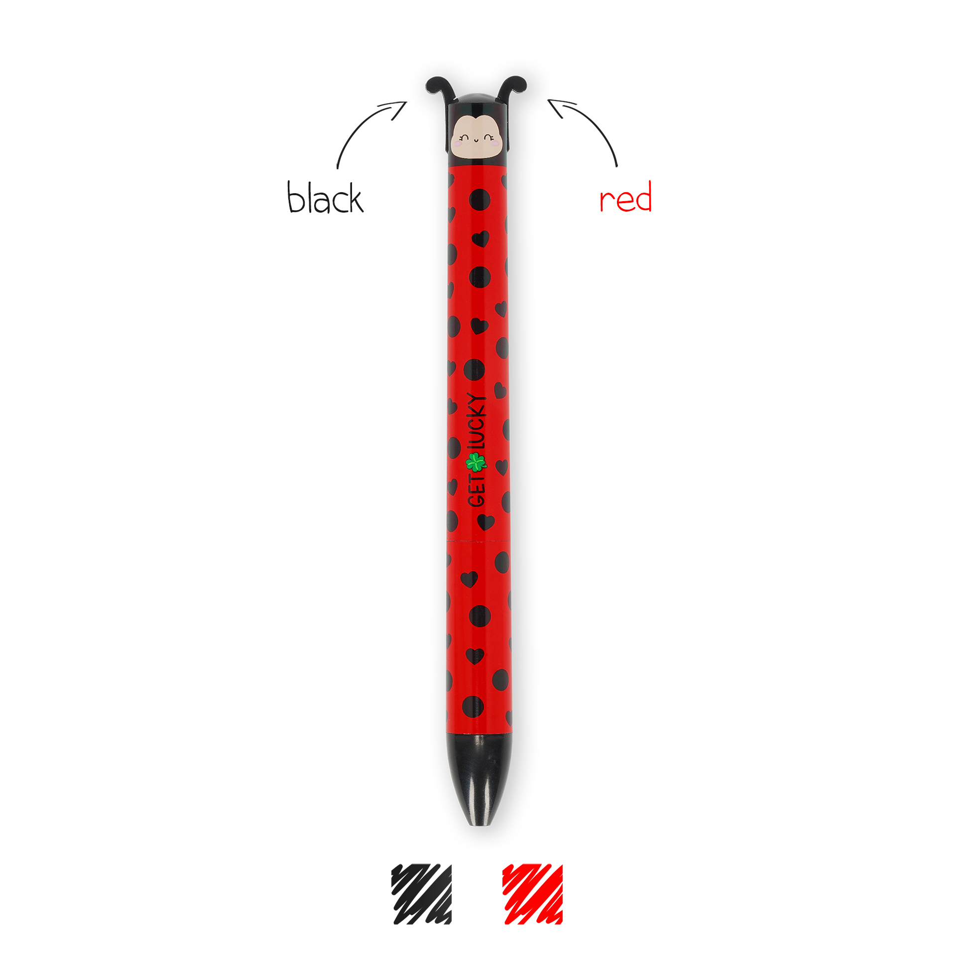 Legami Balpen Click en Clack Ladybug 1 mm - Rode-Zwarte Inkt