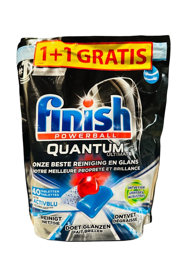 Finish Vaatwastabletten Powerball Quantum Ontvetter - 40 Tabs - Duopack