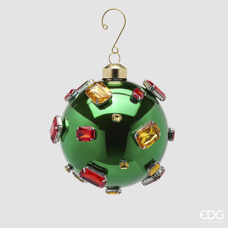 EDG Kerstbal Glas met Edelstenen Green Mix 10cm