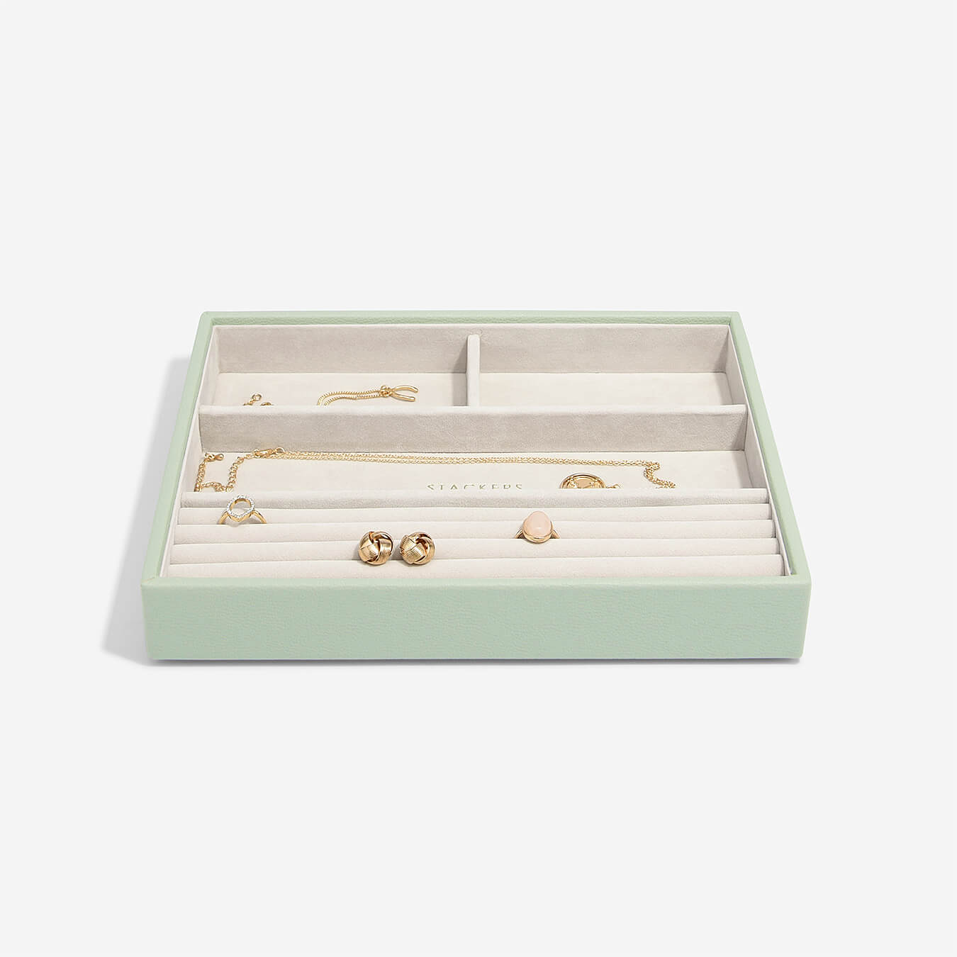 Stackers Juwelendoos Classic 4 Section Sage Green 18x25x3.7 cm Stackers Juwelendoos Classic 4 Section Sage Green 18x25x3.7 cm