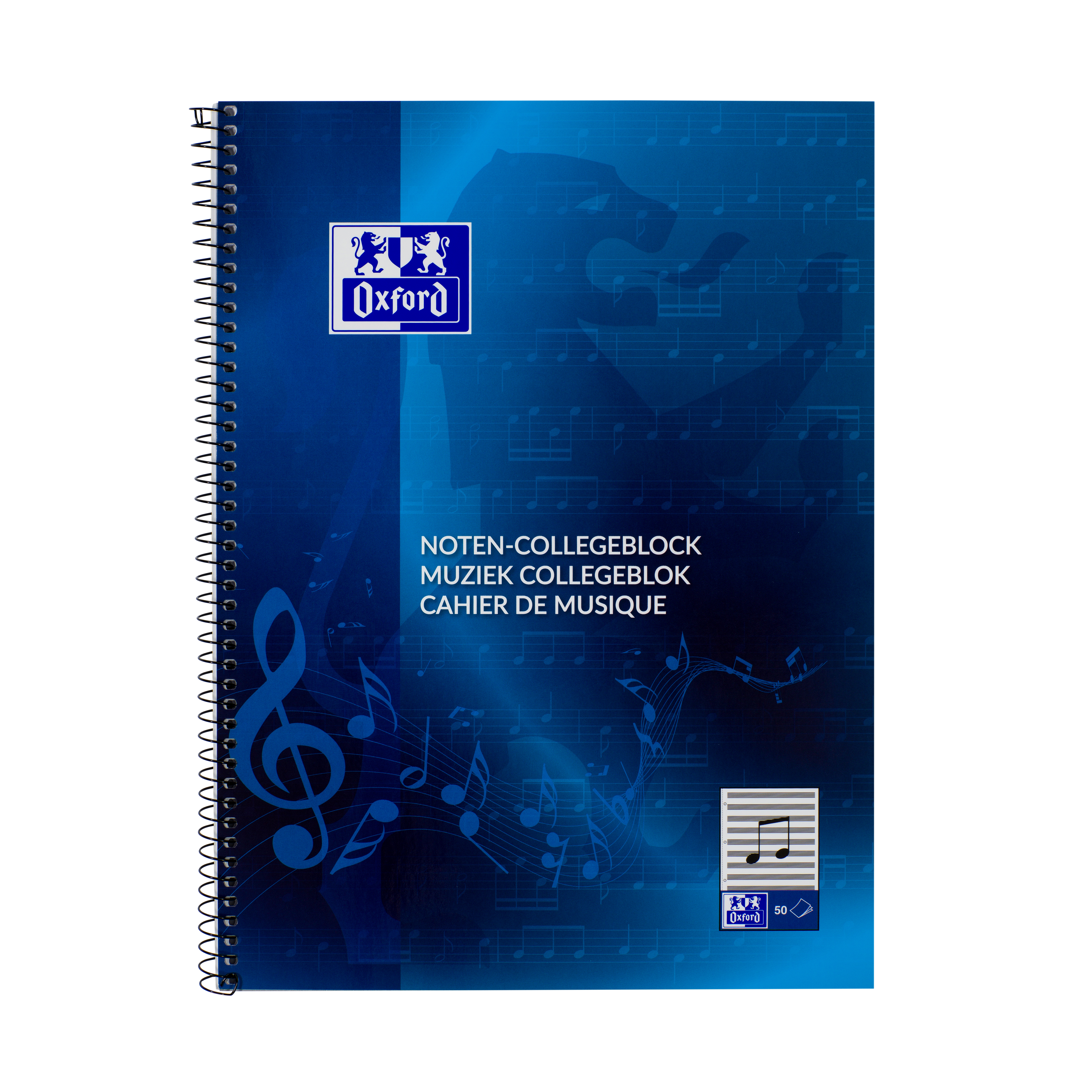 Oxford Muziek Collegeblok A4 - 90 g 100 pag. - Blauw - Optik Paper - Scribze