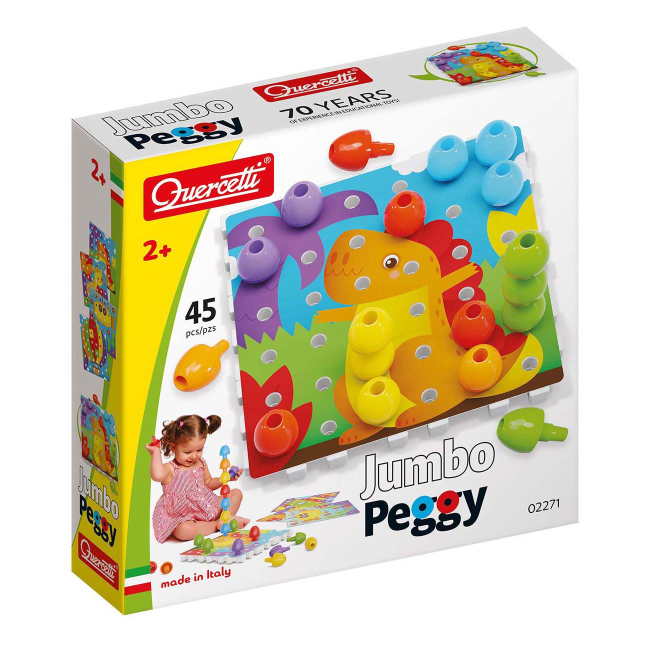 Quercetti Jumbo Peggy Insteekparels 45 Grote Pinnen